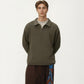 Men's Ribbed Long Sleeve Collared Pullover Top with Relaxed Fit
