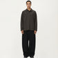 Men's Ribbed Long Sleeve Collared Pullover Top with Relaxed Fit