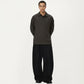 Men's Ribbed Long Sleeve Collared Pullover Top with Relaxed Fit