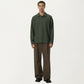 Men's Ribbed Long Sleeve Collared Pullover Top with Relaxed Fit