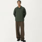 Men's Ribbed Long Sleeve Collared Pullover Top with Relaxed Fit