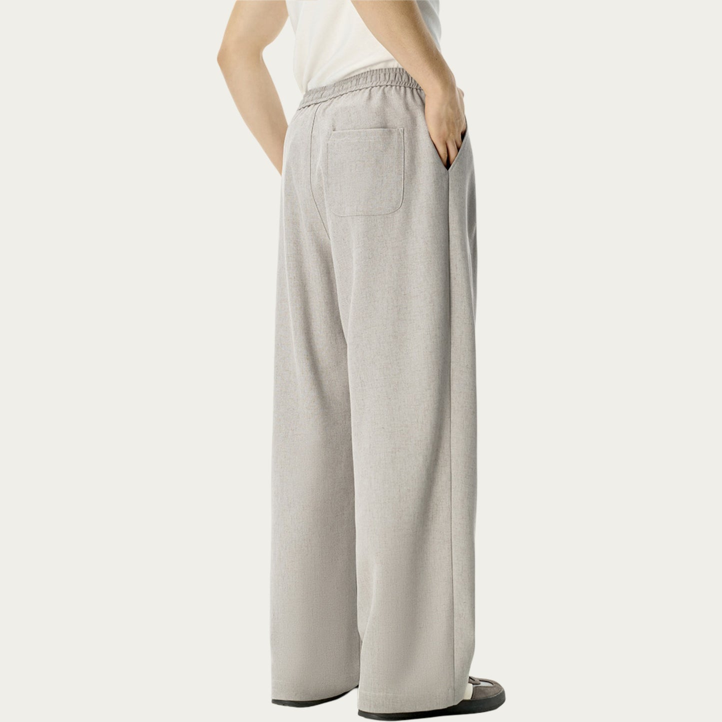 Men's Relaxed Wide Leg Pants with Elastic Waistband and Adjustable Drawstring