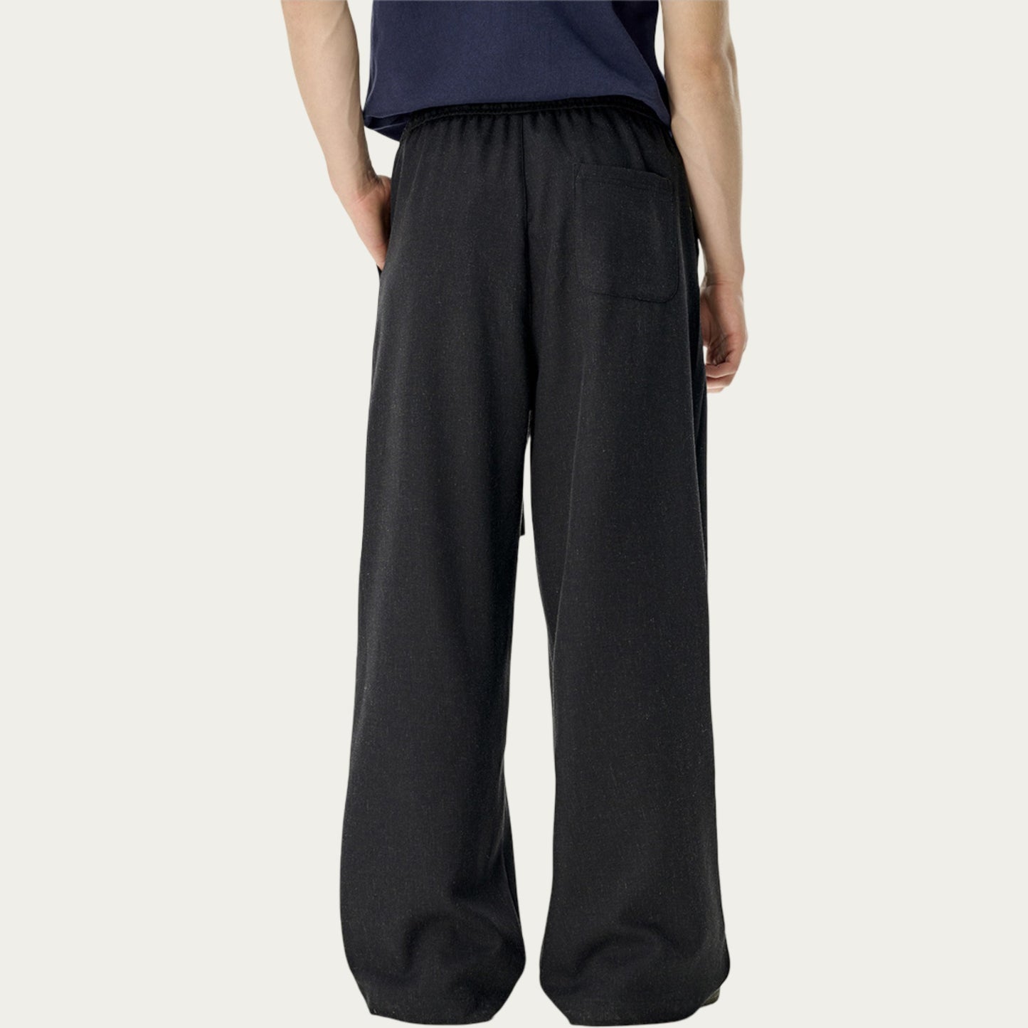 Men's Relaxed Wide Leg Pants with Elastic Waistband and Adjustable Drawstring
