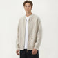 Men's Zip Front Knit Cardigan Sweater with Ribbed Trim and Patch Pockets