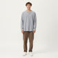 Men's Ribbed Long Sleeve Split Neck Top with Relaxed Fit