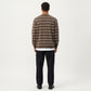 Men's Long Sleeve Striped Knit Pullover Top with Notch Neck and Ribbed Cuffs