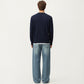 Men's Long Sleeve Cable Knit Henley Sweater with Button Placket and Ribbed Trim