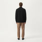 Men's Long Sleeve Button Front Knit Sweater Jacket with Mock Neck Collar and Ribbed Trim
