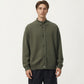 Men's Long Sleeve Button Front Knit Sweater Jacket with Mock Neck Collar and Ribbed Trim