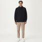 Men's Long Sleeve Full Zip Knit Sweater Jacket with Stand Collar Ribbed Trim and Relaxed Fit