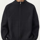 Men's Long Sleeve Full Zip Knit Sweater Jacket with Stand Collar Ribbed Trim and Relaxed Fit