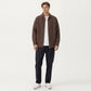 Men's Long Sleeve Full Zip Knit Sweater Jacket with Stand Collar Ribbed Trim and Relaxed Fit