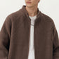 Men's Long Sleeve Full Zip Knit Sweater Jacket with Stand Collar Ribbed Trim and Relaxed Fit