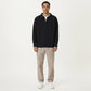 Men's Long Sleeve Collared Quarter Zip Knit Pullover Sweater with Ribbed Trim and Relaxed Fit