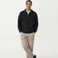 Men's Long Sleeve Collared Quarter Zip Knit Pullover Sweater with Ribbed Trim and Relaxed Fit