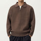 Men's Long Sleeve Collared Quarter Zip Knit Pullover Sweater with Ribbed Trim and Relaxed Fit