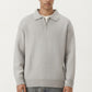 Men's Long Sleeve Collared Quarter Zip Knit Pullover Sweater with Ribbed Trim and Relaxed Fit