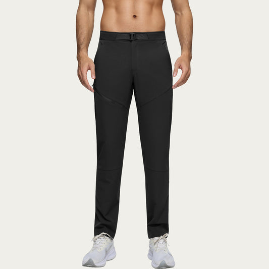 Men's Performance Utility Pants with Built-In Belt and Tapered Athletic Fit