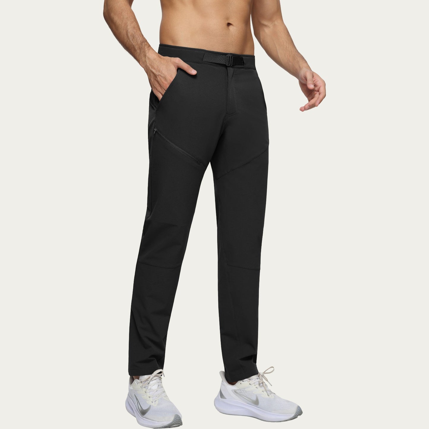 Men's Performance Utility Pants with Built-In Belt and Tapered Athletic Fit