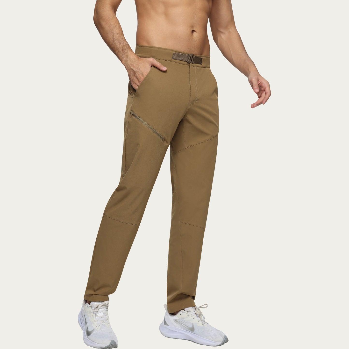 Men's Performance Utility Pants with Built-In Belt and Tapered Athletic Fit