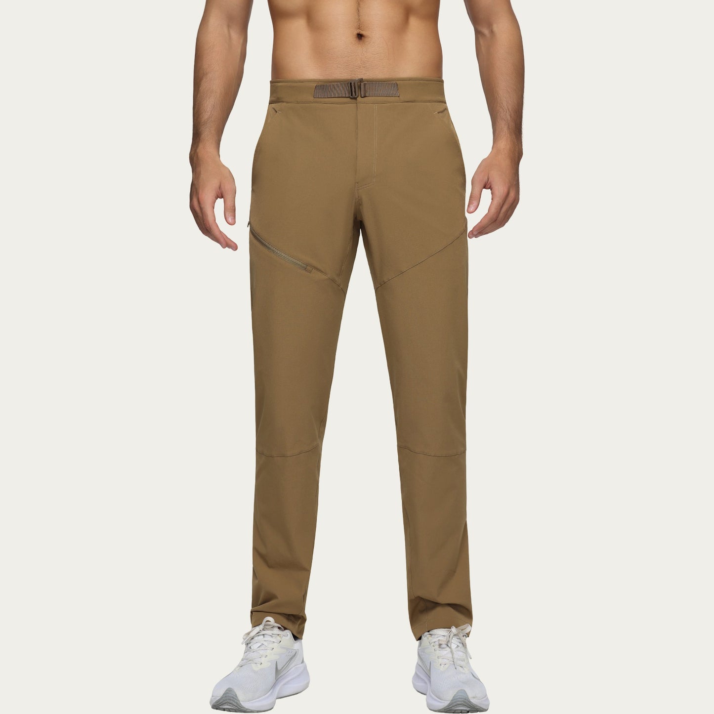 Men's Performance Utility Pants with Built-In Belt and Tapered Athletic Fit