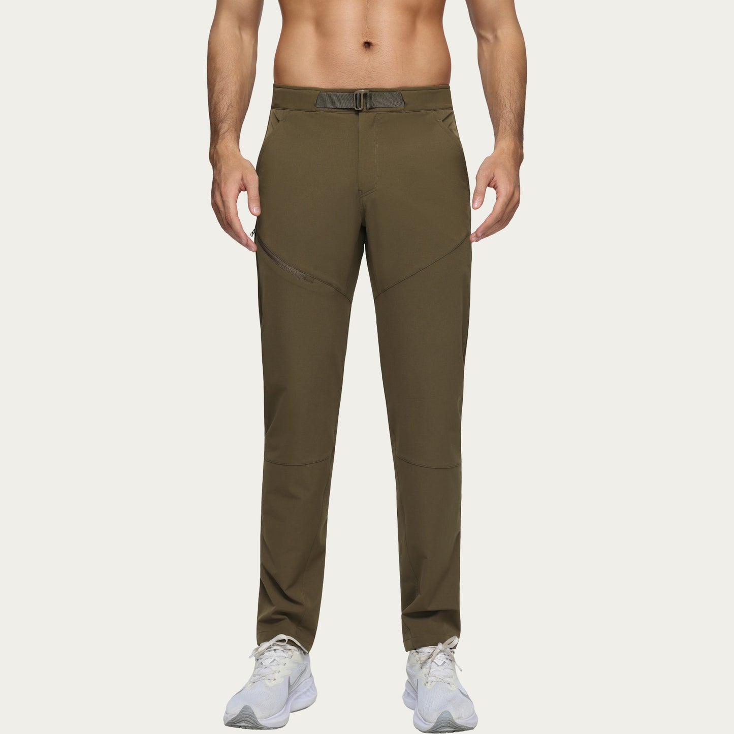 Men's Performance Utility Pants with Built-In Belt and Tapered Athletic Fit