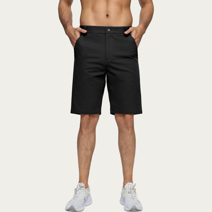 Men's Performance Stretch Shorts with Button Waist Closure and Tailored Athletic Fit