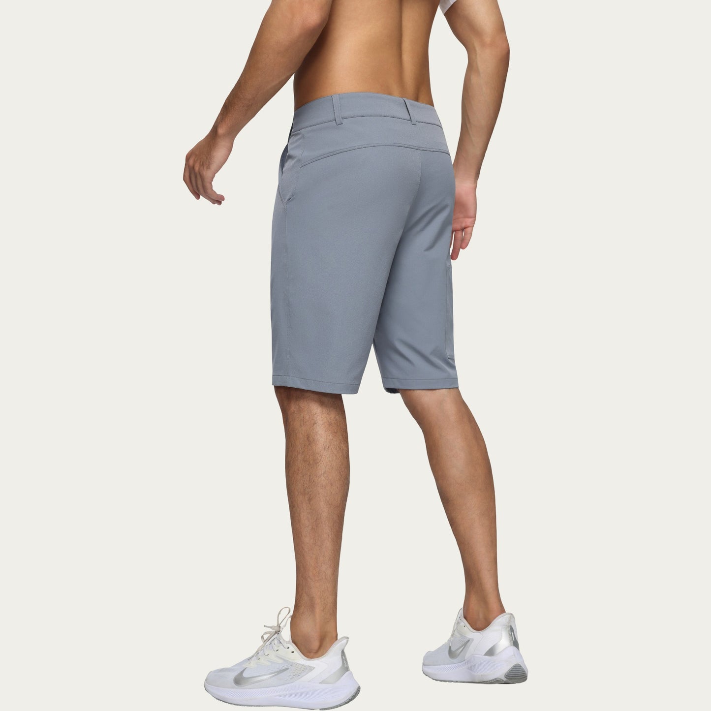 Men's Performance Stretch Shorts with Button Waist Closure and Tailored Athletic Fit