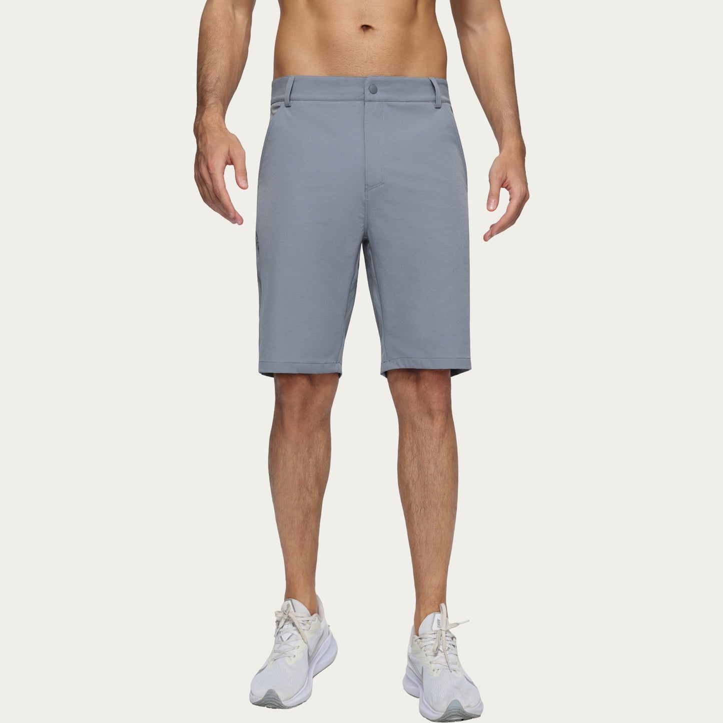 Men's Performance Stretch Shorts with Button Waist Closure and Tailored Athletic Fit