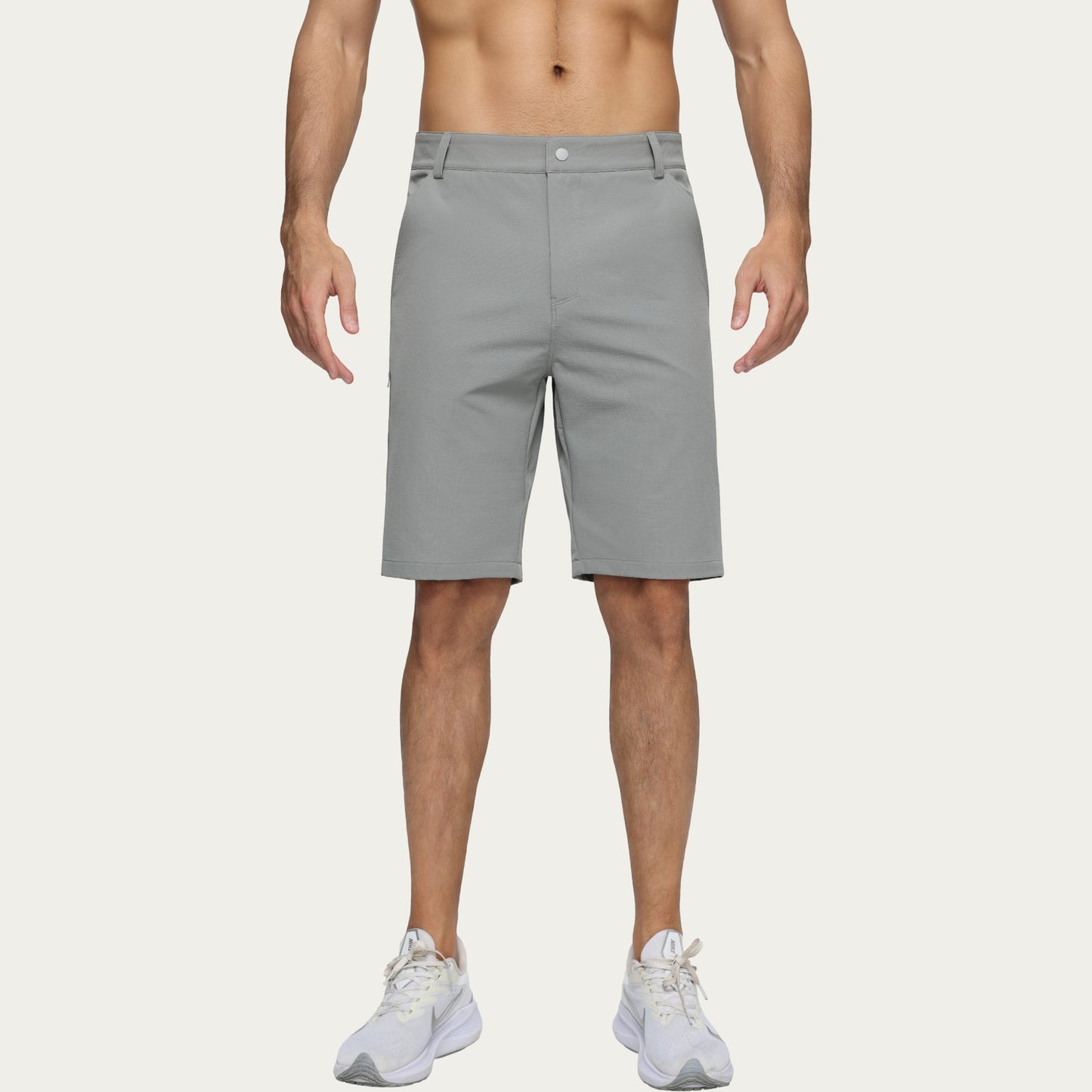 Men's Performance Stretch Shorts with Button Waist Closure and Tailored Athletic Fit