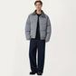 Men's Quilted Puffer Jacket with Stand Collar Snap Front and Ribbed Hem