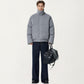 Men's Quilted Puffer Jacket with Stand Collar Snap Front and Ribbed Hem