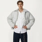 Men's Quilted Puffer Jacket with Stand Collar Snap Front and Ribbed Hem