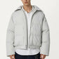 Men's Quilted Puffer Jacket with Stand Collar Snap Front and Ribbed Hem