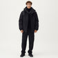 Men's Hooded Zip Front Jacket with Long Sleeves and Clean Panel Construction