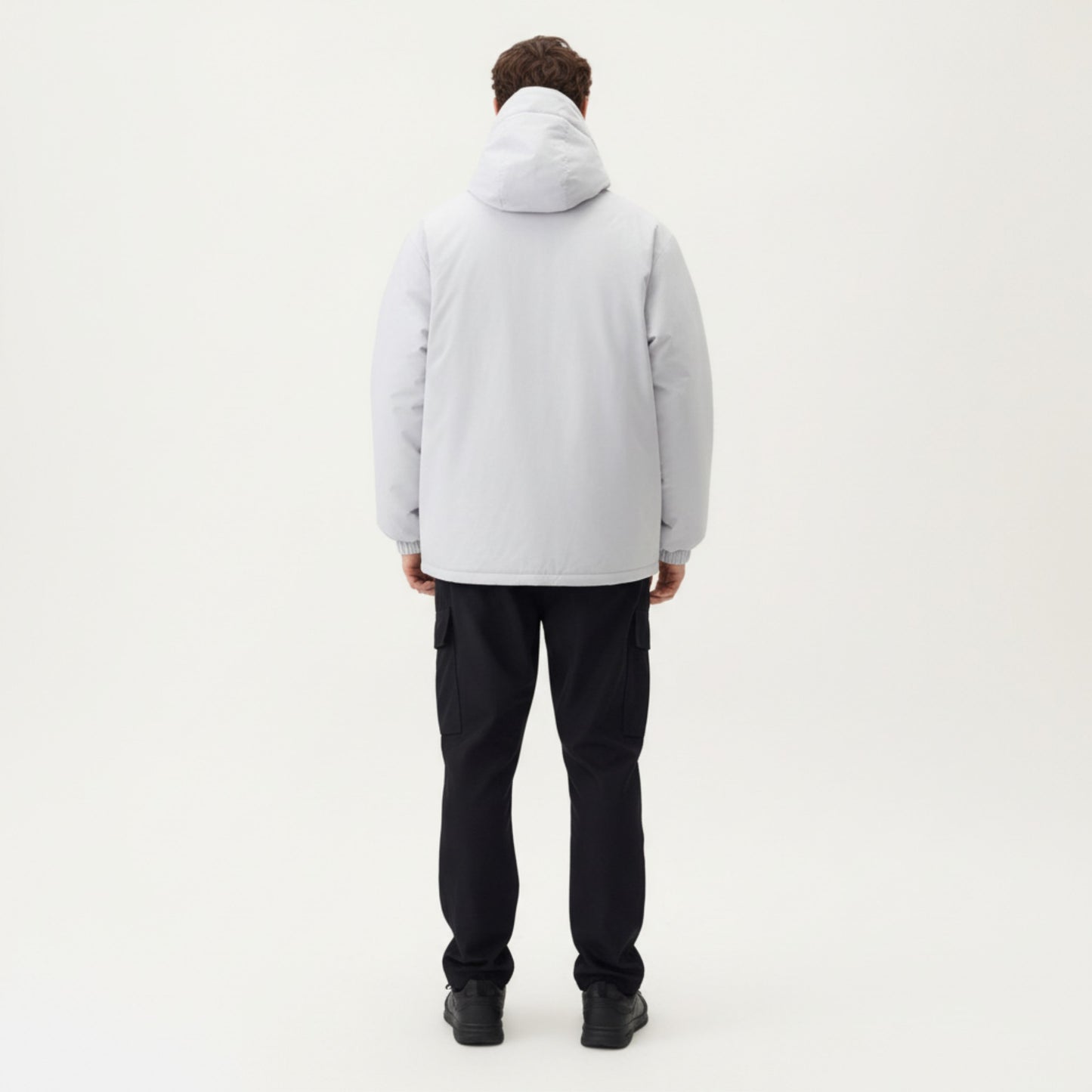 Men's Hooded Zip Front Jacket with Long Sleeves and Clean Panel Construction