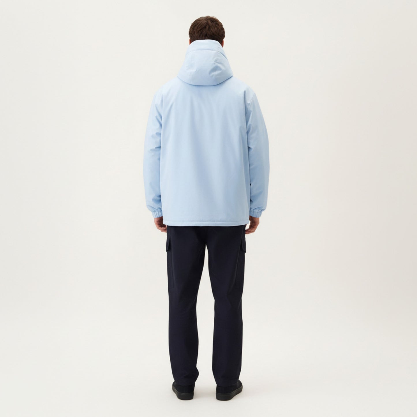 Men's Hooded Zip Front Jacket with Long Sleeves and Clean Panel Construction