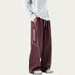 Men's Relaxed Fit Drawstring Pants with Contrast Stitching and Straight Leg Design
