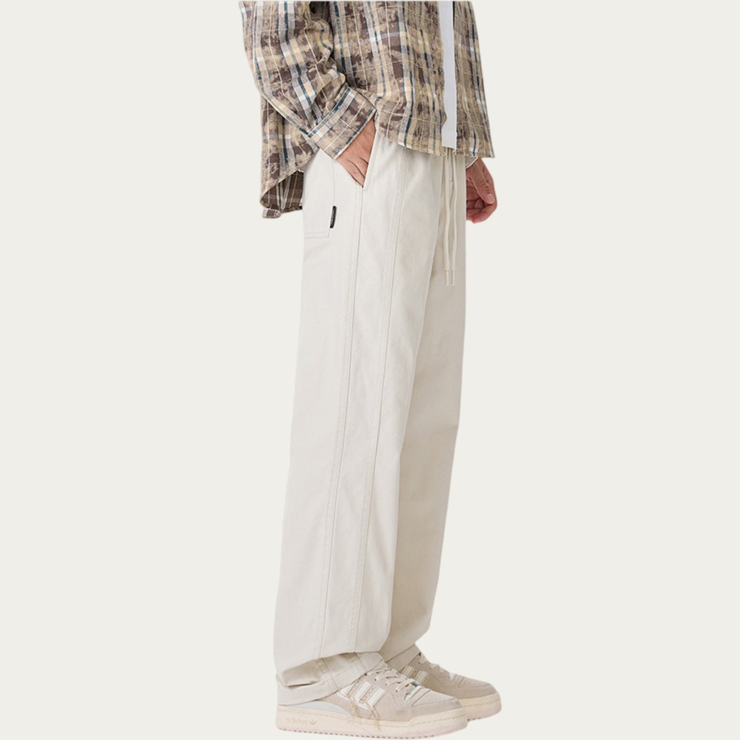 Men's Relaxed Fit Drawstring Pants with Elastic Waist and Straight Leg Silhouette