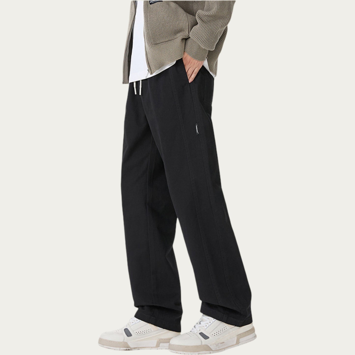 Men's Relaxed Fit Drawstring Pants with Elastic Waist and Straight Leg Silhouette