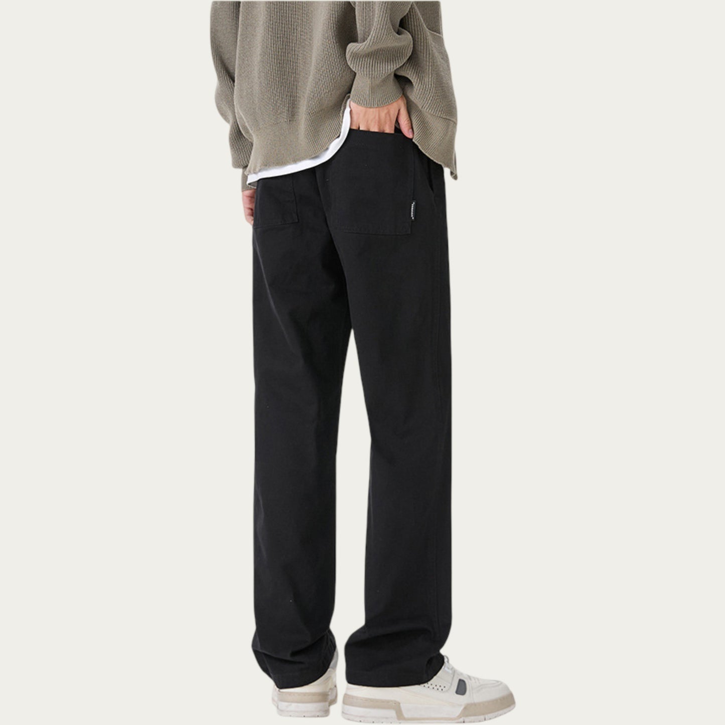 Men's Relaxed Fit Drawstring Pants with Elastic Waist and Straight Leg Silhouette