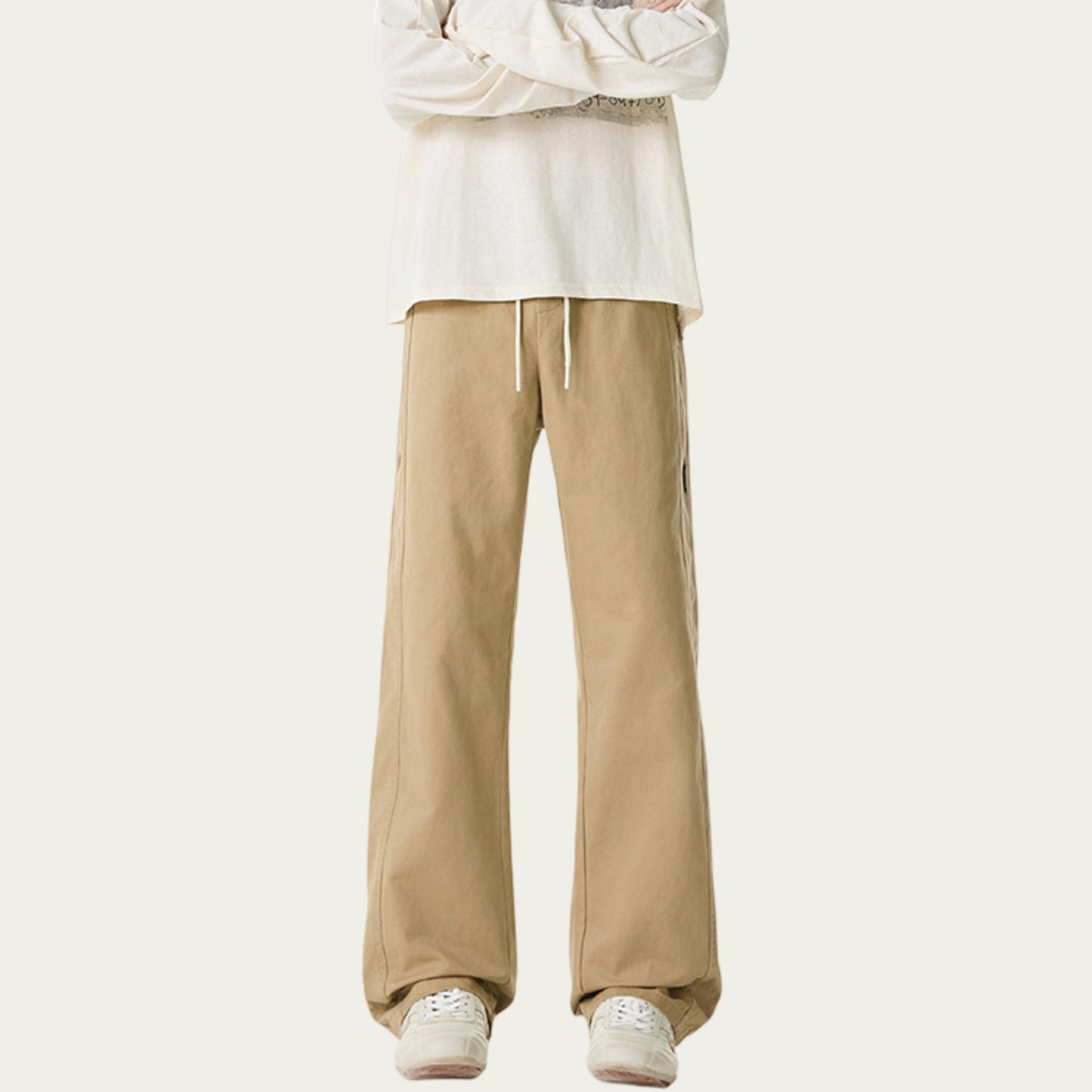 Men's Relaxed Fit Drawstring Pants with Elastic Waist and Straight Leg Silhouette