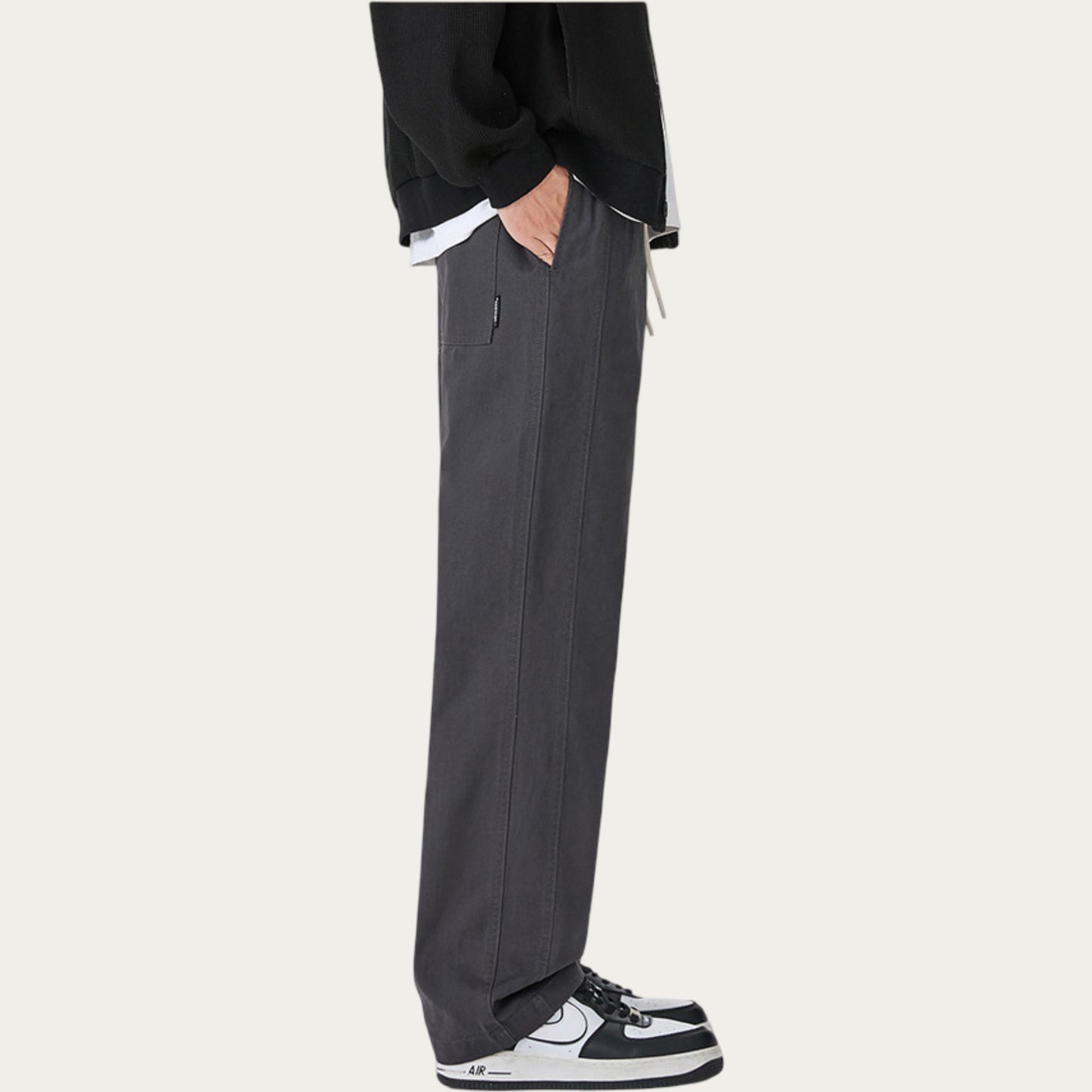 Men's Relaxed Fit Drawstring Pants with Elastic Waist and Straight Leg Silhouette
