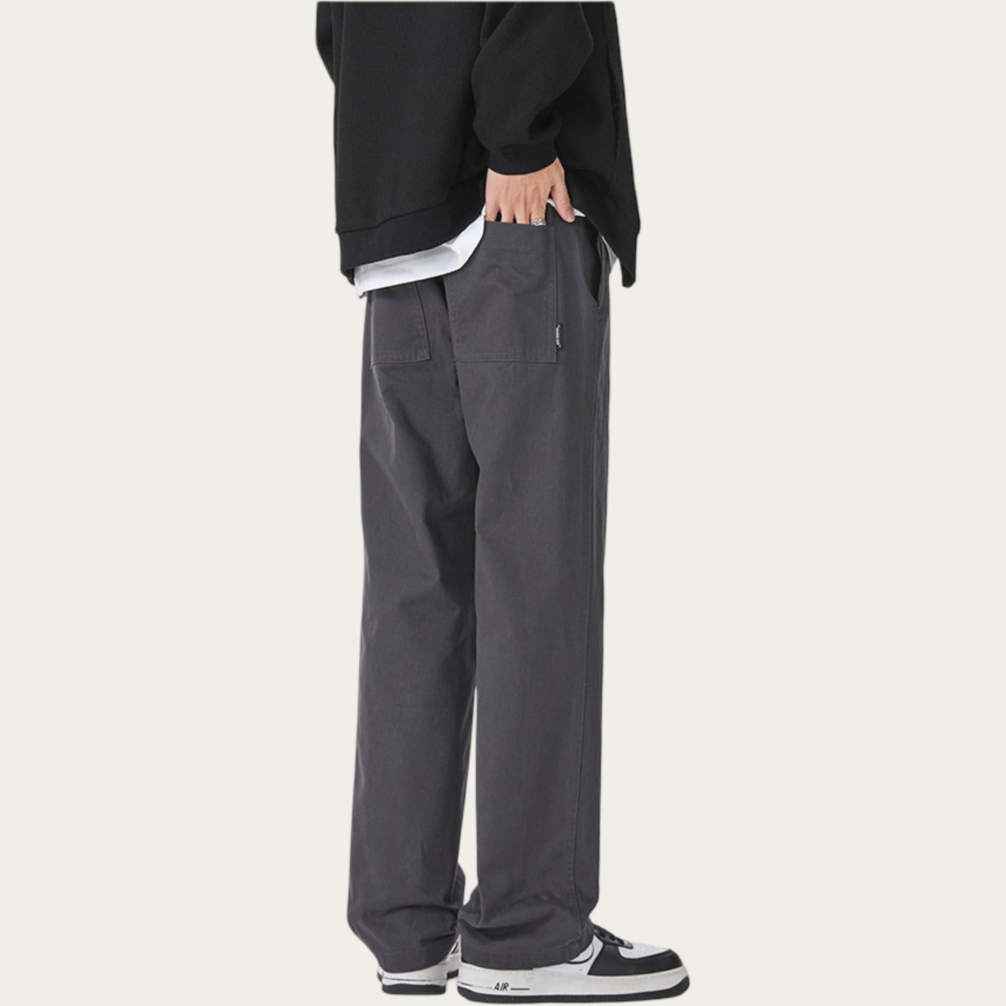 Men's Relaxed Fit Drawstring Pants with Elastic Waist and Straight Leg Silhouette