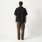 Men's Short Sleeve Button Down Shirt with Textured Woven Fabric and Relaxed Open Collar Fit