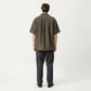 Men's Short Sleeve Button Down Shirt with Textured Woven Fabric and Relaxed Open Collar Fit