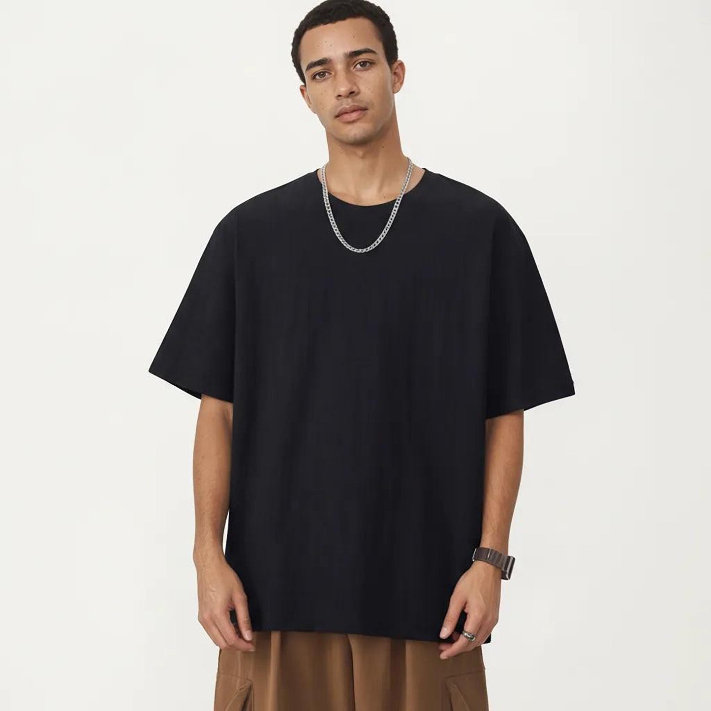 Men's Short Sleeve Crew Neck T Shirt with Relaxed Fit and Clean Minimal Silhouette