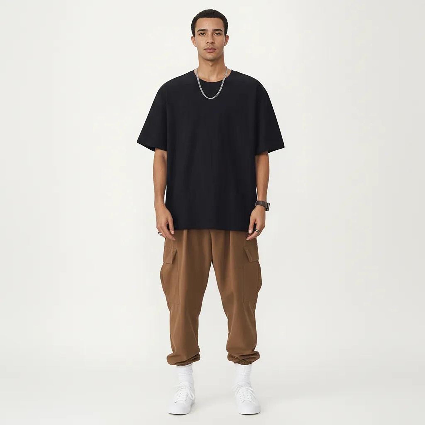 Men's Short Sleeve Crew Neck T Shirt with Relaxed Fit and Clean Minimal Silhouette