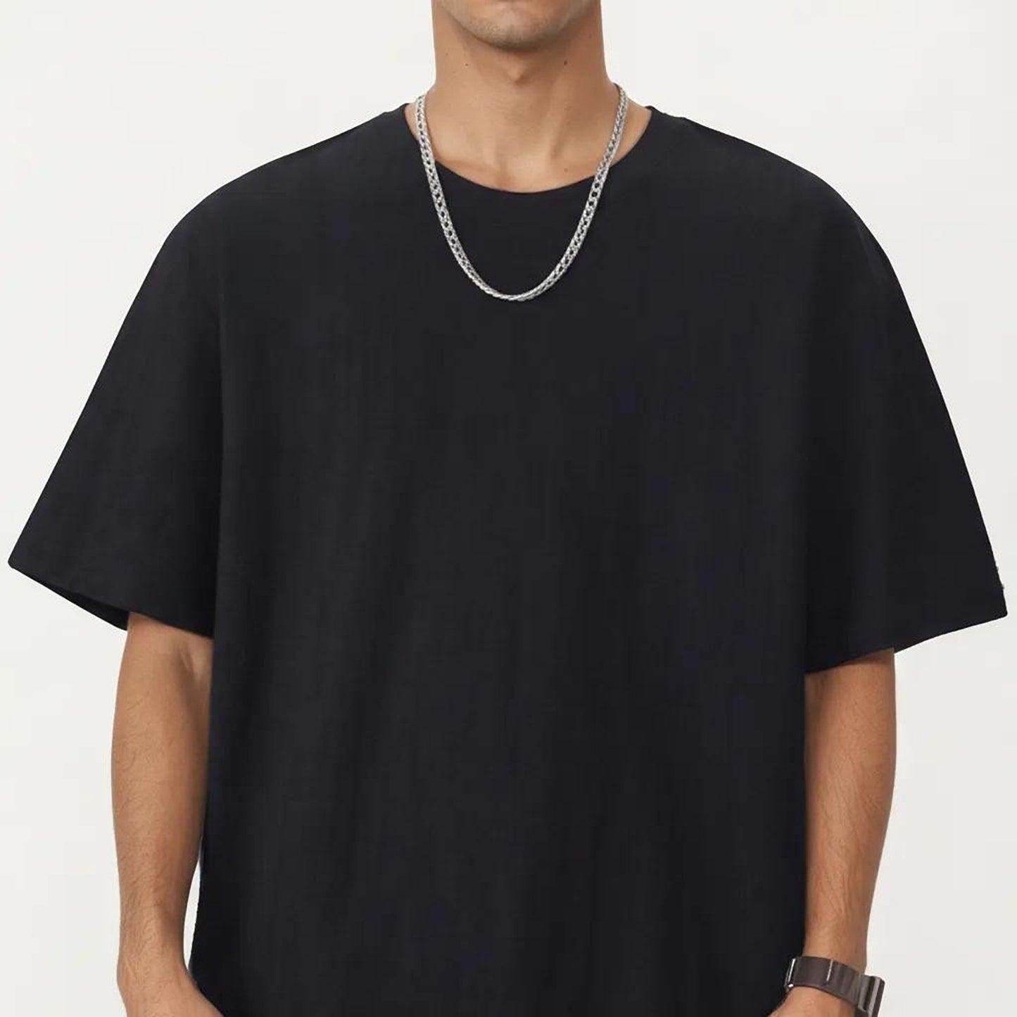 Men's Short Sleeve Crew Neck T Shirt with Relaxed Fit and Clean Minimal Silhouette