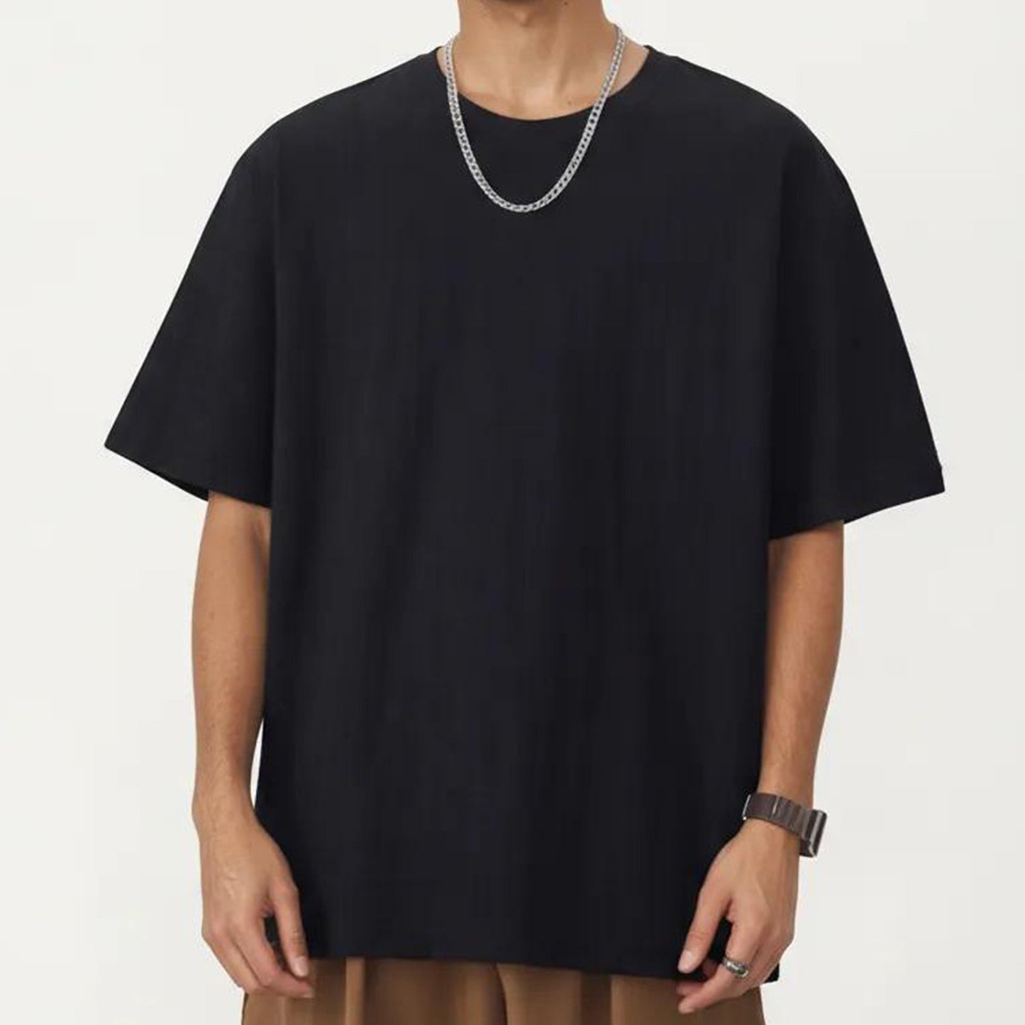 Men's Short Sleeve Crew Neck T Shirt with Relaxed Fit and Clean Minimal Silhouette